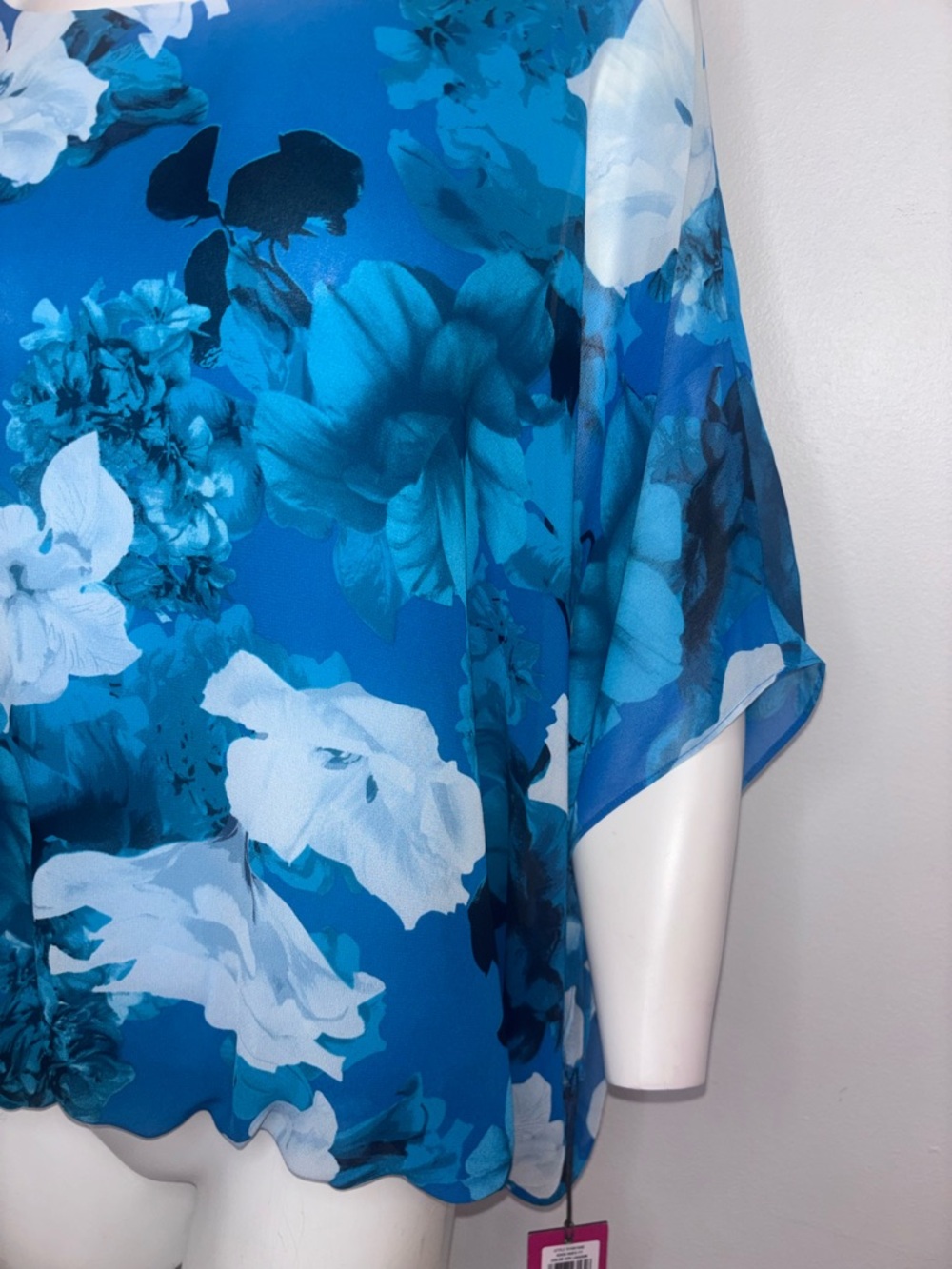 Vince Camuto Blue Floral Blouse | Sheer - Picture 3 of 9